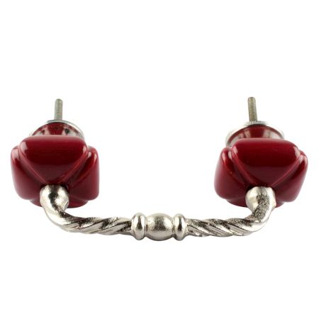 Solid Cherry Square Ceramic Cut Bridge Handle